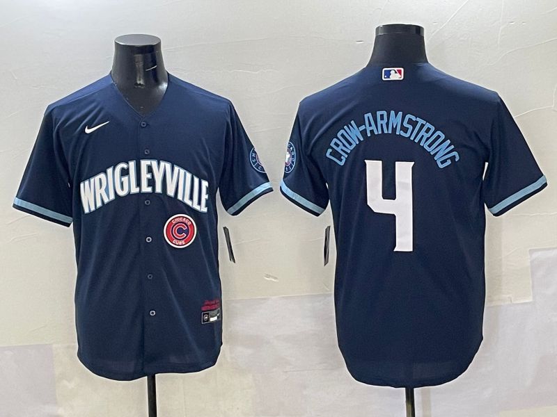 Men Chicago Cubs #4 Crow-Armstrong Dark Blue City Edition 2025 Nike MLB Jersey style 19